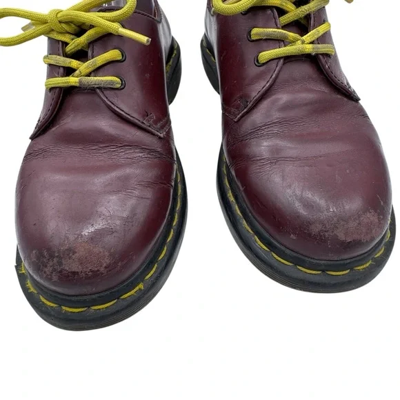 Dr. Martens Burgundy Leather Oxfords with Yellow Laces - Size 6 - Picture 6 of 11